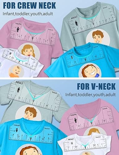 Vowlove Tshirt Ruler Guide for Vinyl Alignment, T Shirt Ruler to Center Designs Alignment Tool for Embroidery Left Chest Logo Placement Tee Shirt Guide Ruler for Heat Press T-Shirt Printing Guide Set thumbnail 3
