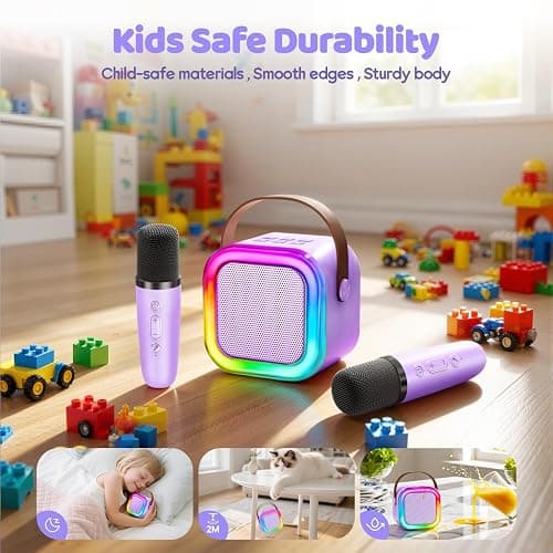 IROO Mini Karaoke Machine for Kids, 2025 TOP Toys Birthday Gifts Ideas for Girls Ages 4, 5, 6, 7, 8, 9, 10, 12+ Years Old, Portable MP3 Player with 2 Wireless Mics for Party thumbnail 7