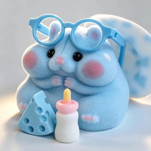 Handmade Taba Squishy Hamster Toy, Cute Squishy Hamster Fidget Toy, Realistic Hamster Toy, Soft Silicone Mochi Furry Toy, Stress Relief Gift for Adults & Kids, Sensory Anxiety Plushie (Blue) thumbnail 2