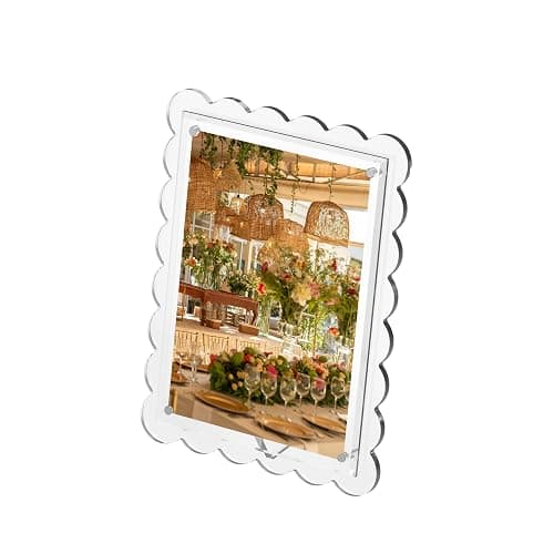 GRAHAM DESIGN 2 Pack of 5 x 7 Clear Acrylic Scalloped Picture Frames, Magnetic Acrylic Closure with Dual Kickstand Holes for Vertical and Horizontal Display, Modern Gift Decor thumbnail 8