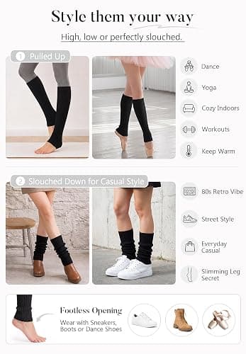 American Trends Women’s Neon Knitted Leg Warmers for 80s Party Dance Yoga | Stay-Up, Soft & Stretchy, Comfortable & Warm, Party Costume Accessories, Layer with Fashion Outfits, Cosplay Dance & Workout thumbnail 6