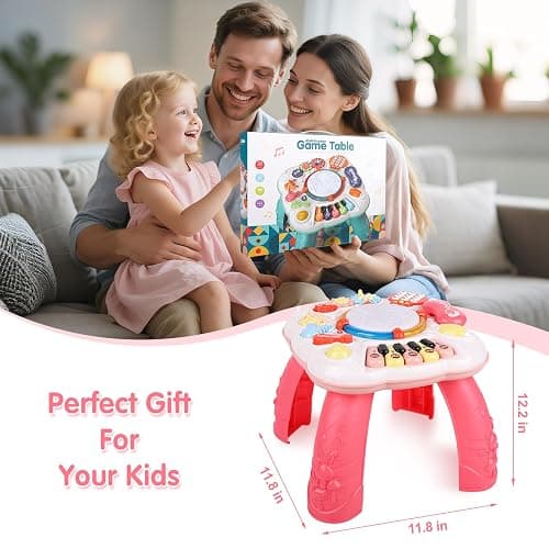 Dahuniu Baby Toy- Engaging Baby Activity Center for 6 12 18 Months Old- Safe, Sturdy, and Fun (11.8 x 11.8 x 12.2 inches), (Pink) thumbnail 3