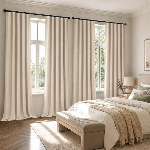 MIULEE Cream Beige Pinch Pleat Blackout Curtains 40x96 Inch Length 2 Panels | Back Tab Rod Pocket Pleated, Thermal Insulated, Floor to Ceiling Curtain for Bedroom, Living Room Darkening Extra Long Drapes thumbnail 8