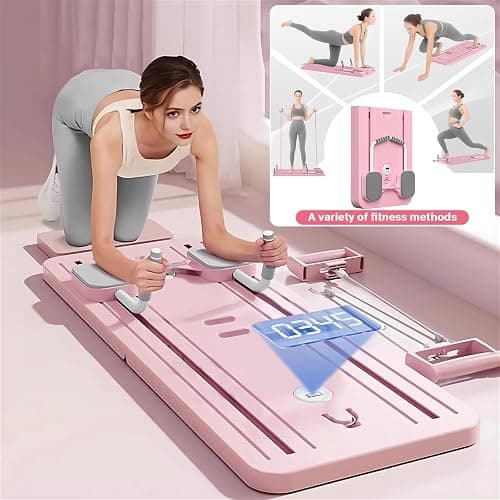 VHV Pilates Reformer Compact, 5 en 1 Pilates Pliable,La roue abdominale push-up rebondit automatiquement Minuterie, Ab Roller Fitness Materiel pour la Maison et la Salle de Sport thumbnail 3