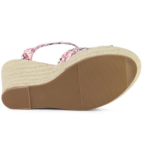 Allegra K Women's Platform Sandal Wedge Heels | 4 1/2 inches Heel, Espadrille, Bow, Comfortable, Fabric, perfect for Evening Party, Wedding, Date Night thumbnail 5