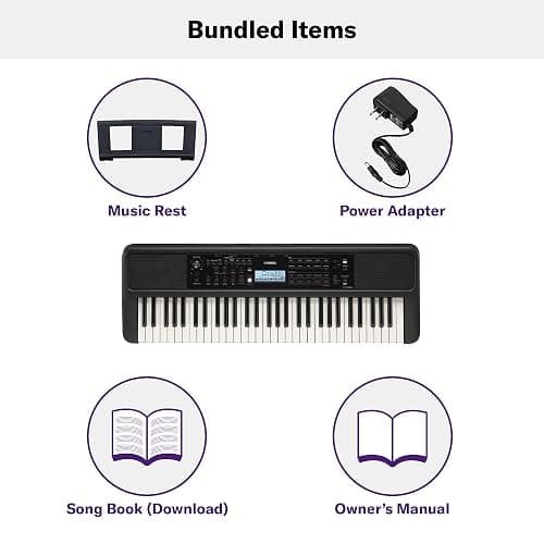 Yamaha 61 Touch Sensitive Keys Portable Keyboard for Beginners with Music Rest, Power Adapter PSR-E383 thumbnail 5