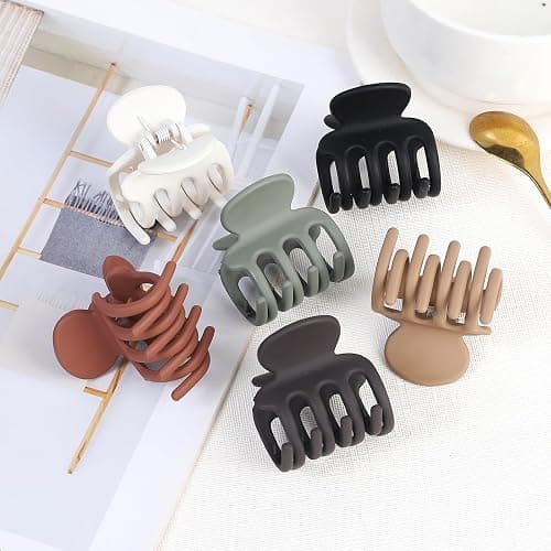 USDNICE 6 Pcs Hair Clips Small Claw Clips for Thin Hair Medium Matte Non-slip Hair Accessories for Women and Girls (Brown) thumbnail 5