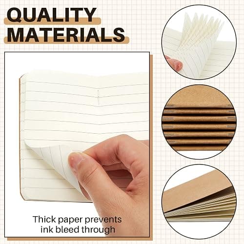 Outus 36 Pcs Pocket Notebook Mini Journal 2.5" x 4" Kraft Paper Mini Notepad Bulk Softcover Pocket Notepad Memo Diary Subject Notebooks for Student Travel School (Brown,Blank Cover) thumbnail 4