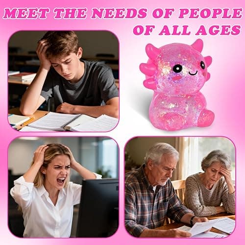 Axolotl Squishy Stress Ball, Soft TPR Slow Rising Squeeze Toy, Cute Axolotl Fidget Toy for Stress Relief, Anxiety Calming Sensory Toy for Kids Adults(Pink Seated Axolotl) thumbnail 6