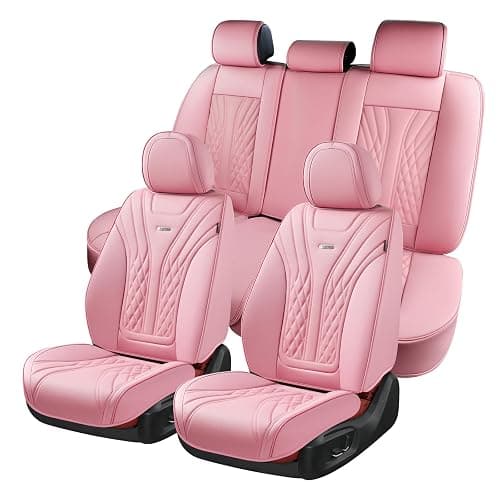 Coverado Car Seat Covers Full Set, Automotive Front and Rear Seat Covers with Backrest, Nappa Leather Car Seat Protectors Waterproof, Universal for Most Vehicles - Image 1
