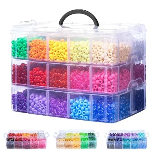 Umikk 10,000 Pcs Pony Beads, Beads for Hair, 30 Assorted Colored Beads for Bracelets Making, Kandi Friendship Bracelet Beads for Craft, Jewelry Making, Christmas Gifts (Boxed) - Image 1