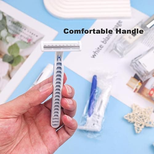 Disposable Razors in Bulk Pack of 120,Blue Disposable Shaving Razors Individual Wrapped Twin Blade Bulk Disposable Razors with Clear Cap and 10g Shaving Cream for Homeless,Hotel,Travel,Charity,Shelter thumbnail 5