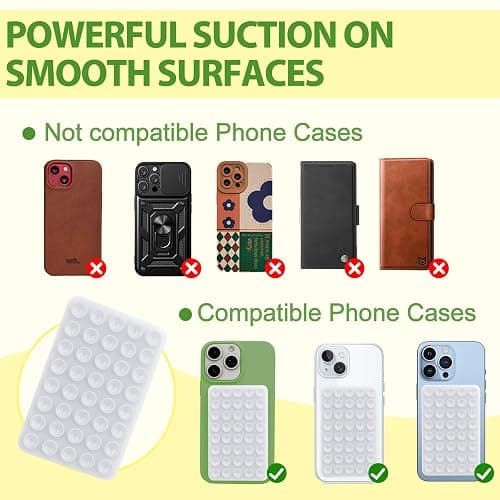 2 Pack Silicone Sticky Grip Holder for Cellphone, Silicone Suction Cup Phone Case Mount Double Sided, Hands-Free Phone Accessories Strong Grip Holder for Selfie and Video (Transparent) thumbnail 5