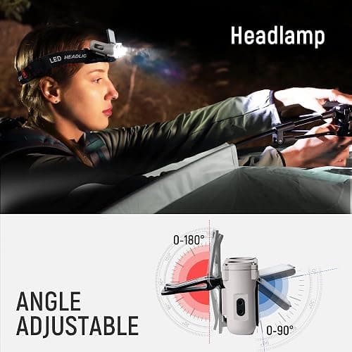 Hopedone LED Hard Hat Light, 800Lumens Rechargeable Dimmable Clip on Cap Lights, 180°Adjustable Hands Free Hat Flashlight Headlamp Waterproof for Running, Camping, Hunting, Cycling (Black) thumbnail 5