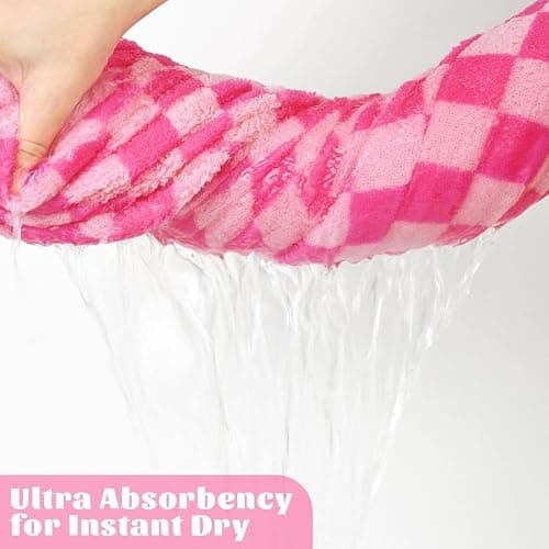 Jacquotha Hot-Pink Checkered Cotton Bath Towels Set of 2 - Cute Aesthetic Bathroom Towels for Women Girls Teens, Valentines Bathroom Decor 27.5" x 55" thumbnail 7