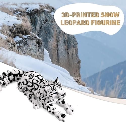 Yipintang 3D Printed Creature Flexible Animals - 8 Inches Fidget Animal for Desk Décor (Snow Leopard) thumbnail 8