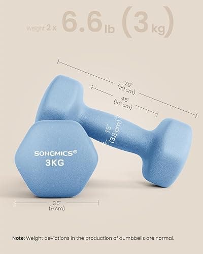 SONGMICS Dumbbells Set of 2 Dumbbells Hexagon Neoprene Coating Strength Training Workout Fitness Training Home thumbnail 7