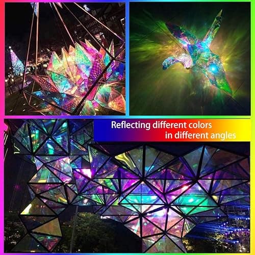 Holographic Decorative Iridescent Window Film Adhesive Glass Film Chameleon Rainbow Effect for Home Decal DIY Christmas Party Decoration, 35.4Inch x 10Feet, Warm Color thumbnail 6