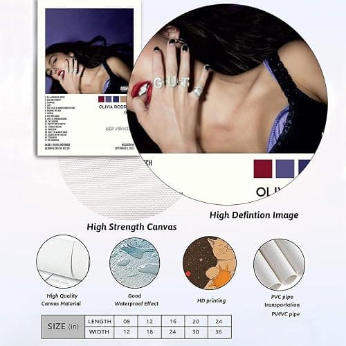 Sumooa 2 PCS Olivia Poster Rodrigo Music Album Cover Für Zimmer, Ästhetische Leinwand-Wandkunst, Schlafzimmer-Dekor 12x18inch(30x45cm) thumbnail 5