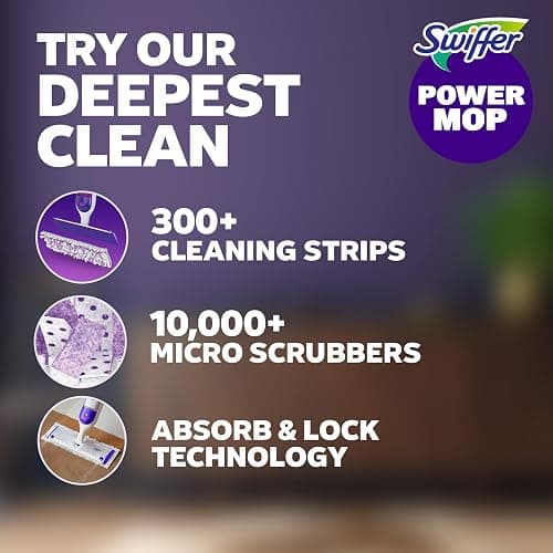 Swiffer PowerMop Multi-Surface Mop Kit for Floor Cleaning, Fresh Scent, Mopping Kit Includes PowerMop, 2 Mopping Pad Refills, 1 Floor Cleaning Solution with Fresh Scent and 2 Batteries thumbnail 2