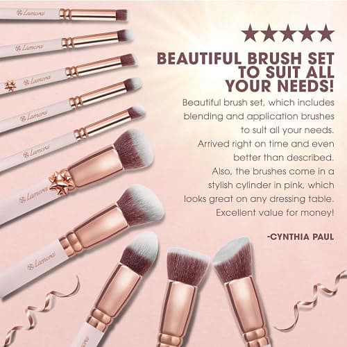 Kabuki Makeup Brush Set - Foundation Powder Blush Concealer Contour Brushes - Perfect for Liquid, Cream or Mineral Products - 10 Pc Collection with Premium Synthetic Bristles for Eye and Face Cosmetic thumbnail 7