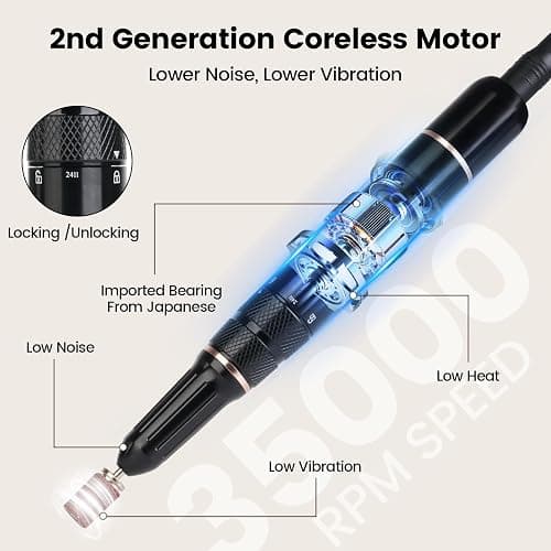 Lavinda 35000RPM Electric Nail Drill, Cordless Nail Drill Machine Portable Rechargeable Nail Efile for Acrylic Gel Nails, Manicure Pedicure Polishing Shaping Tool for Salon Home Use-Zebra Pattern thumbnail 2