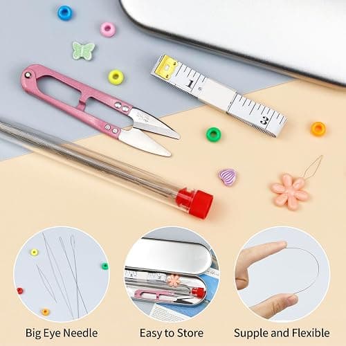 FIVEIZERO 21 Pieces Beading Needles Set, 6 Sizes Seed Beads Needles Big Eye, Collapsible Beading Needles Set for Jewelry Making thumbnail 3