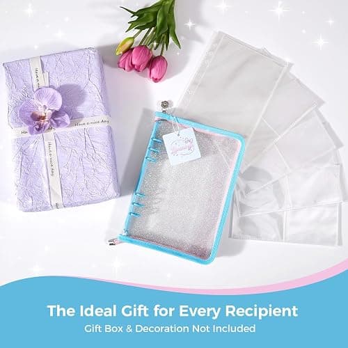 A5 Kpop Photocard Binder with 50 Card Pages,270 Slots,3 Card Slot Sizes.6-Ring Photo Card Holder Book,Cute Binder with Sparkly Clear Cover. Photo Album for K-pop Stan.（Blue) thumbnail 6