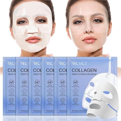 Collagen Face Mask, Deep Collagen Anti Wrinkle Lifting Mask Collagen Mask Overnight, 6 Pack - Image 1