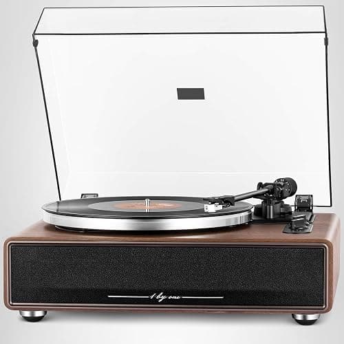 1 by ONE High Fidelity Belt Drive Turntable with Built-in Speakers, Vinyl Record Player with Magnetic Cartridge, Bluetooth Playback and Aux-in Functionality, Auto Off thumbnail 9