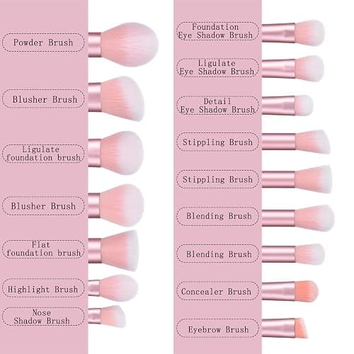 111 Makeup Brushes Set 22 Pcs Makeup Kit With Case Premium Soft Synthetic Hair Foundation Brush Concealer Brush Eyeshadow Brush Transparent Make up Brushes Set With Beauty puff(Pink, 22pcs) thumbnail 3