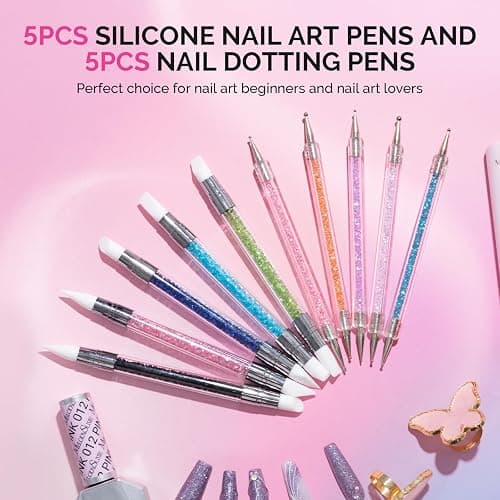 MelodySusie 10Pcs Nail Art Sculpture Pen and Acrylic Nail Dotting Pen Acrylic Dual Tipped Brushes for Resin Nail Art Tools for Design Nail Foil Carving Drawing Effect Shaping Drawing Nail Tools thumbnail 8