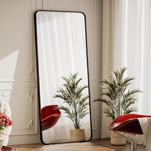 BEAUTYPEAK Black Full Length Mirror, 65"x24" Rounded Corner Floor Mirror Standing Hanging or Leaning Against Wall, Suitable for Bedroom or Dressing Room thumbnail 6