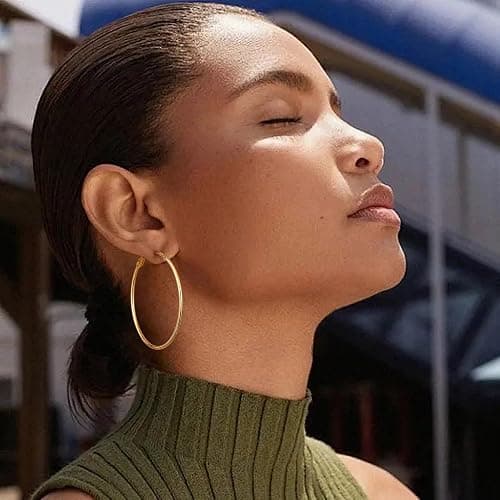 Gacimy Gold Hoop Earrings for Women 14K Gold Plated, 925 Sterling Silver Post Hypoallergenic Earrings Hoops for Women thumbnail 5