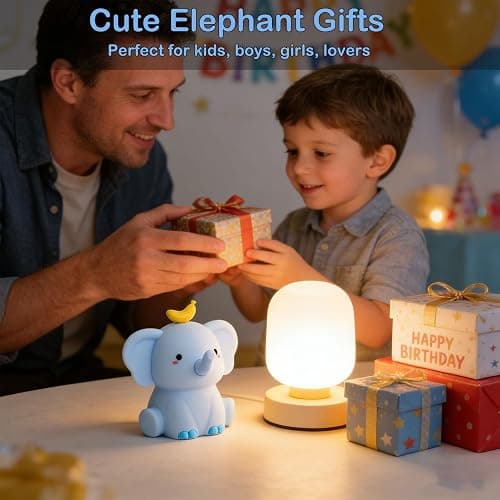 Elephant Lamp, Elephant Cute Night Light Gifts, Rechargeable Bedside Nightlight, Dimmable Squishy Silicone Animal Touch Lamp, Baby Room Decor, Small Night Light for Kids Teens Boys Girls Lovers thumbnail 6