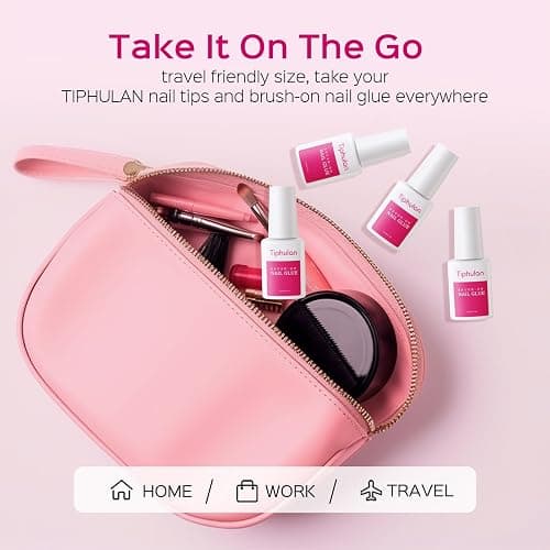 TIPHULAN Super Strong Nail Glue for Press Ons & Nail Tips, 4 Tubes | 28 mL Brush On Nail Glue-No UV Needed, Precision Brush Applicator, HEMA-Free, Long-Lasting for Salon, Travel and At-Home DIY thumbnail 7