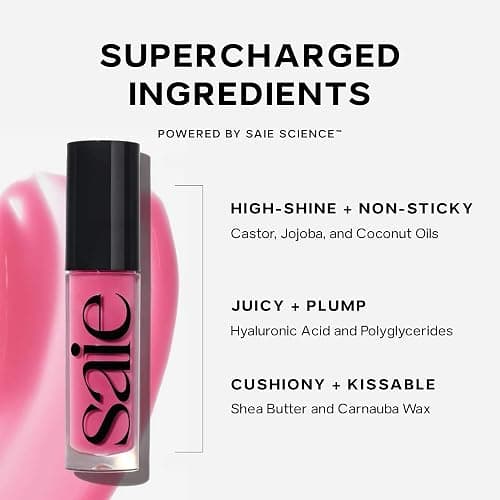 Saie Glossybounce - Hydrating Lip Gloss and Tinted Lip Oil Hybrid with Hyaluronic Acid & Jojoba Oil for Non-Sticky, Ultra-Shiny, Plump & Soft Lips - Everyday Makeup Essential - Burst (.17 oz) thumbnail 7