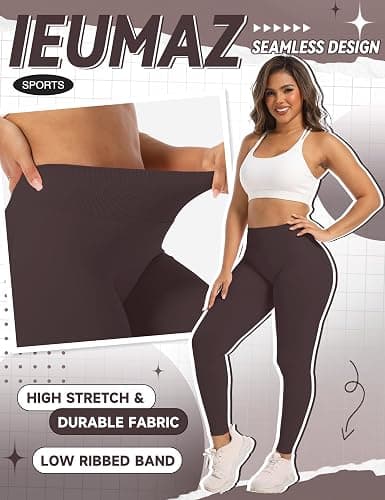 Ieumaz Scrunch Butt Lifting Leggings for Women Gym Seamless Workout Leggings Mid Low Waist Tummy Control Yoga Pants thumbnail 4