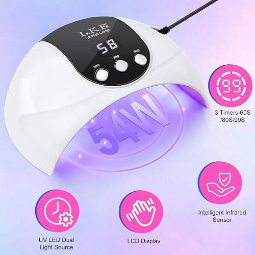 UV Nail Light, Nail Dryer UV Light for Gel Nails with 3 Timer Settings Auto Sensor LCD Screen UV LED Nail Lamp Nail Art Tools Accessories in Home Use (Black) thumbnail 2