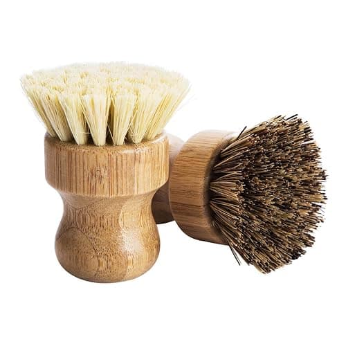 Palm Pot Brush- Bamboo Round 3 Packs Mini Dish Brush Natural Scrub Brush Durable Scrubber Cleaning Kit with Union Fiber and Tampico Fiber for Cleaning Pots, Pans and Vegetables thumbnail 6