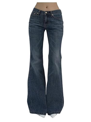 SOLY HUX Women's Low Rise Flare Leg Stretchy Denim Pants Y2k Going Out Bell Bottom Jeans - Image 1