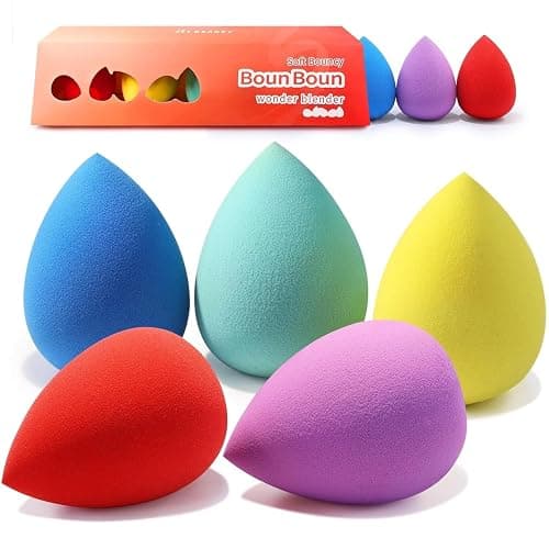 BEAKEY Makeup Sponge Set 5 Pack Micro Porous Low Absorption Soft Latex Free Foundation Beauty Sponges & Blenders for Powder Cream, Stocking Stuffers for Women - Image 1