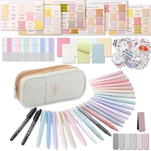 XKDOUS 58 Pcs Bible Study Supplies Journaling Kit for Women, Bible Study Kit Includes Highlighters, Pens, Tabs, Stickers & More for Journaling. Great for Note-Taking, Enhancing Scripture Study - Image 1