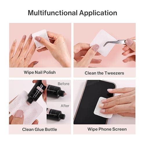 MelodySusie 1050Pcs Lint Free Nail Wipes Super Absorbent Soft Non-Woven for Fingernail Polish Remover and Eyelash Extension Wipes for Nail Art thumbnail 5