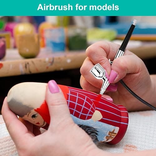 Gocheer Airbrush Kit with Air Compressor, 40 48 PSI High Pressure Air Brush Non-Clogging with 0.2/0.3/0.5mm Nozzle/Cleaning Sets, Ideal for Painting, Modeling, Cake Decor, Makeup (Black, 40 PSI) thumbnail 4