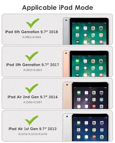 VIKESI for iPad 6th / 5th Generation 9.7 inch Case (2018/2017), iPad Air 2 & 1 (2014/2013) Case, Clear Back, Smart Cover [Built-in Pencil Holder, Auto Sleep/Wake] - Pink thumbnail 2