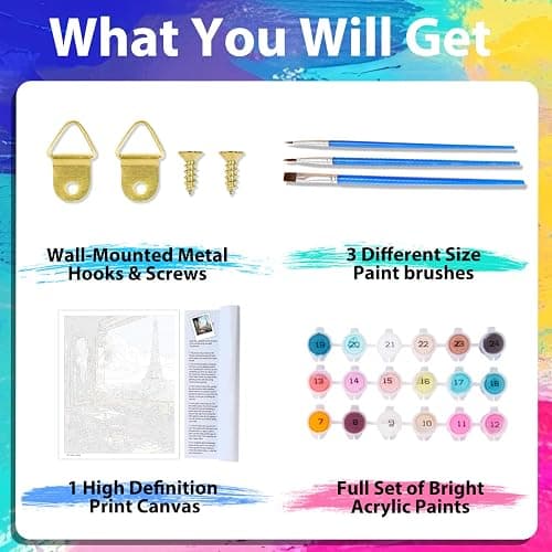 xcemhil Paint by Numbers Kit for Adults, Paris Paint by Numbers for Adults, Landscape Paint by Number for Gifts and Home Wall Decor 16x20in thumbnail 4