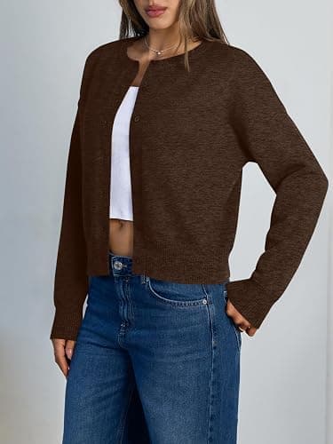 Trendy Queen Cropped Cardigan Sweaters for Women Lightweight Crop Knit Y2k Fall Outfits Fashion Clothes 2025 thumbnail 3