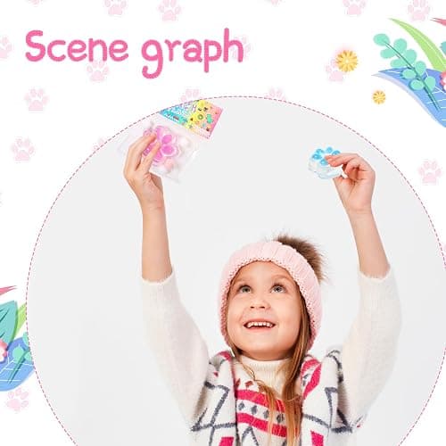 1pcs Pink Squishy Cat Paw Squeeze Toys, Ice Through Sparkling Powder Kawaii Sticky Squishies PVC Toys, Stress Relieving Fur Ball OPP Packaging Gifts for Kids Teenage (1pcs Pink) thumbnail 5