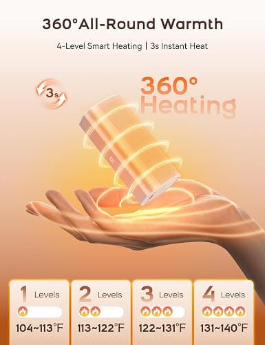 RORRY Hand Warmers Rechargeable 2 Pack, 10000mAh 360° Heating Magnetic Electric Hand Warmer, 24Hrs Warmth Portable Reusable Pocket Heater for Camping Hunting Gifts for Men Women thumbnail 2